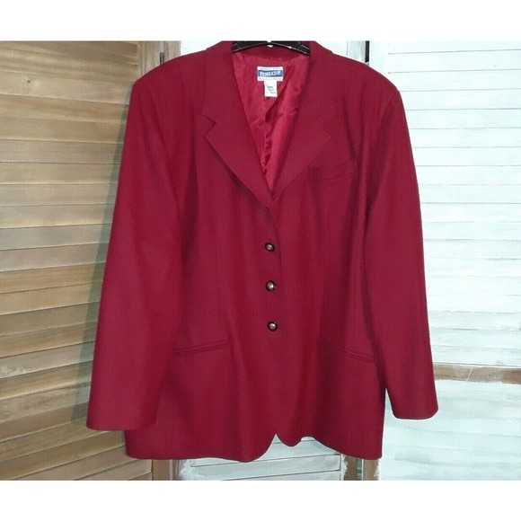 Pendleton-Wool Jacket-Red-Lined-Waist Coat/Blazer - Picture 1 of 10